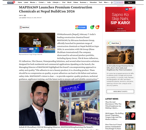 MAPISA369 Launches Premium Construction Chemicals at Nepal BuildCon 2026